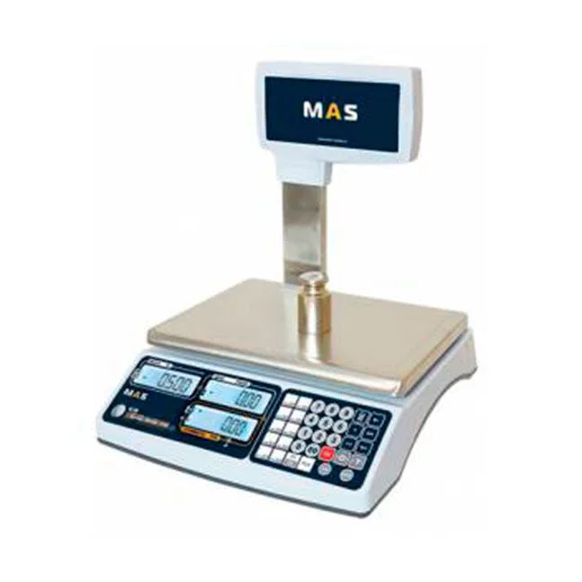 Весы торговые MAS MR1-6P, 6 кг, 1/2 г, 310х220, со стойкой